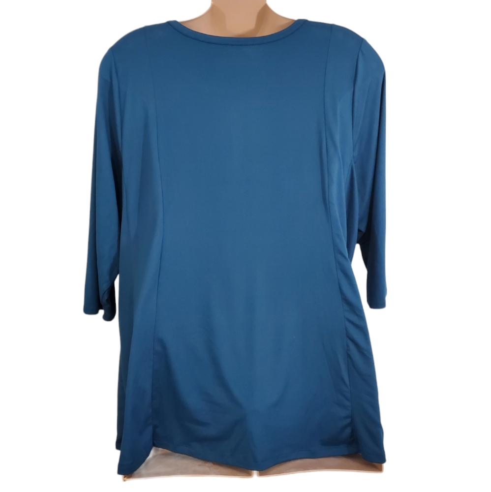 LANE BRYANT Women's Teal Button V-Neck 3/4 Sleeves Top Size 26/28 Casual - Picture 8 of 11